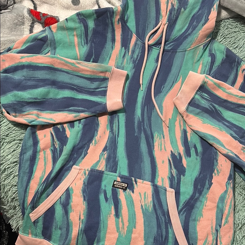 Colorful Adidas Hoodie with Abstract Design (Never Worn)